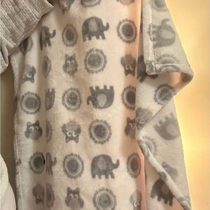 Gray and Cream Animal Print Blanket